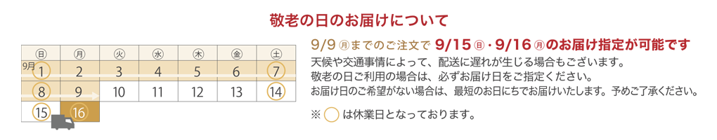 敬老の日のお届けについて