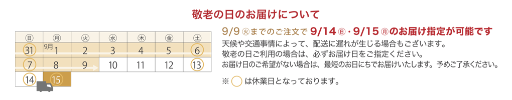 敬老の日のお届けについて